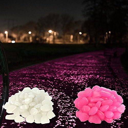 Glow Pebbles Stones NoctilucentGravel-230PCS Rocks for Path Lawn Yard Walkway Outdoor Decor Aquarium Fish Tank Garden Luminous Decorative Red &amp;White