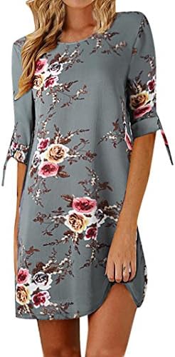 Yumiki ワンピース 花柄 ｔシャツ ドレス プリントワンピース レディース マキシワンピース 春夏 未使用 スプリットスカート サンドレス 女性 みにスカート フォーマル 大きいサイズ 二次会 通勤 五分袖 お呼ばれ 謝恩会