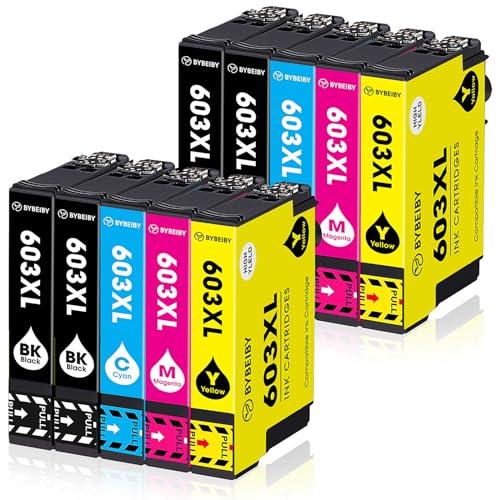 BYBEIBY Compatible Epson 603 603XL Multipack Cartridges for Epson Expression Home XP-2100 XP-2105 XP-2150 XP-3100 XP-3105 XP-3150 XP-4100 XP-4105 XP-4155 Workforce WF-2810 WF-283 00 WF-2 835WF-2850