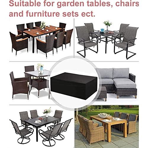 EASYBUYTECH Furniture Cover Garden Outdoor Patio Protective Case Oxford Furniture Dustproof Cover for Rattan Table Cube Chair Sofa Waterproof Rain, Black - 213X132X74CM