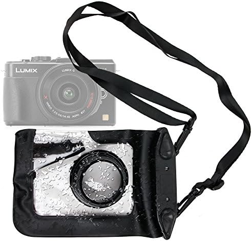 DURAGADGET Compact Camera Case in Black for Panasonic Lumix GX1, Lumix GM5 &amp; Lumix DMC-TZ55EB-K - Premium Quality, Water-Resistant Pouch with Zoom Lens Compartment, Cross-Body Strap &amp; Air-Locked Seals