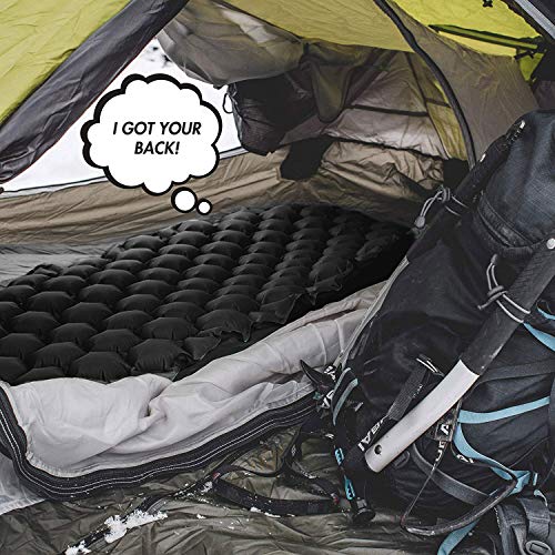 Furthertry Camping Sleeping Pad, Ultralight Camping Pad for Backpacking,Travelling and Hiking Self-Inflating Camping Pad, Camp Mattress, Compact Ultralight Hiking Pad-Black - Thumbnail 4