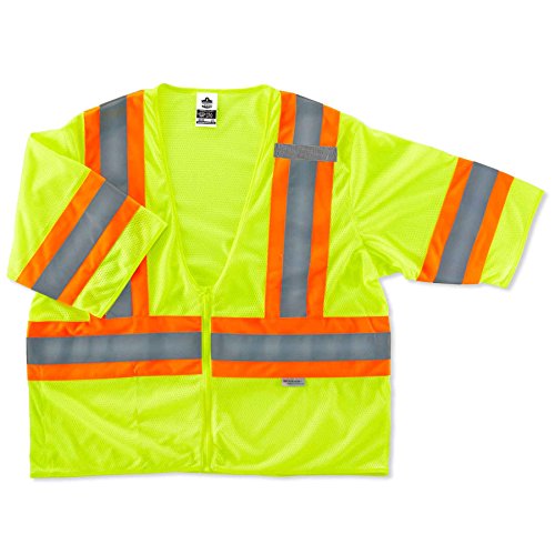 Ergodyne - 22185 GloWear 8330Z ANSI Class 3 Two-Tone High Visibility Lime Safety Vest with Sleeves, Large/ X-Large