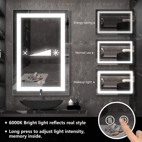 24x36 Inch Smart LED Bathroom Mirror , Lighted Backlit Mirror with