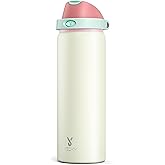 32 oz Insulated Water Bottle with Straw: Meoky Stainless Steel Metal Water Bottle with 2-in-1 Lid - Leak Proof, Cold for 24 Hours, Protective Silicone Base, BPA-Free for Sports Gym, Cream