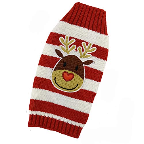DOGGYZSTYLE Christmas Pet Clothes The Stripe Snowman Sweater The Cat Dog Sweater Pets Jacket Dogs Apparel (L, Red White Reindeer)