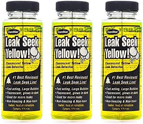 ComStar 90-203 Leak Seek Gas Leak Detector, 8 oz. Bottle, Fluorescent Yellow (Тhrее Расk)