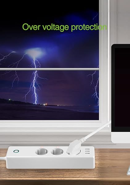 Smart Power Strip Smart Power Strip con 3 enchufes y 3 puertos USB Compatible con Alexa y Google Home control remoto por voz WIFI 16A Toma Smart Power Strip