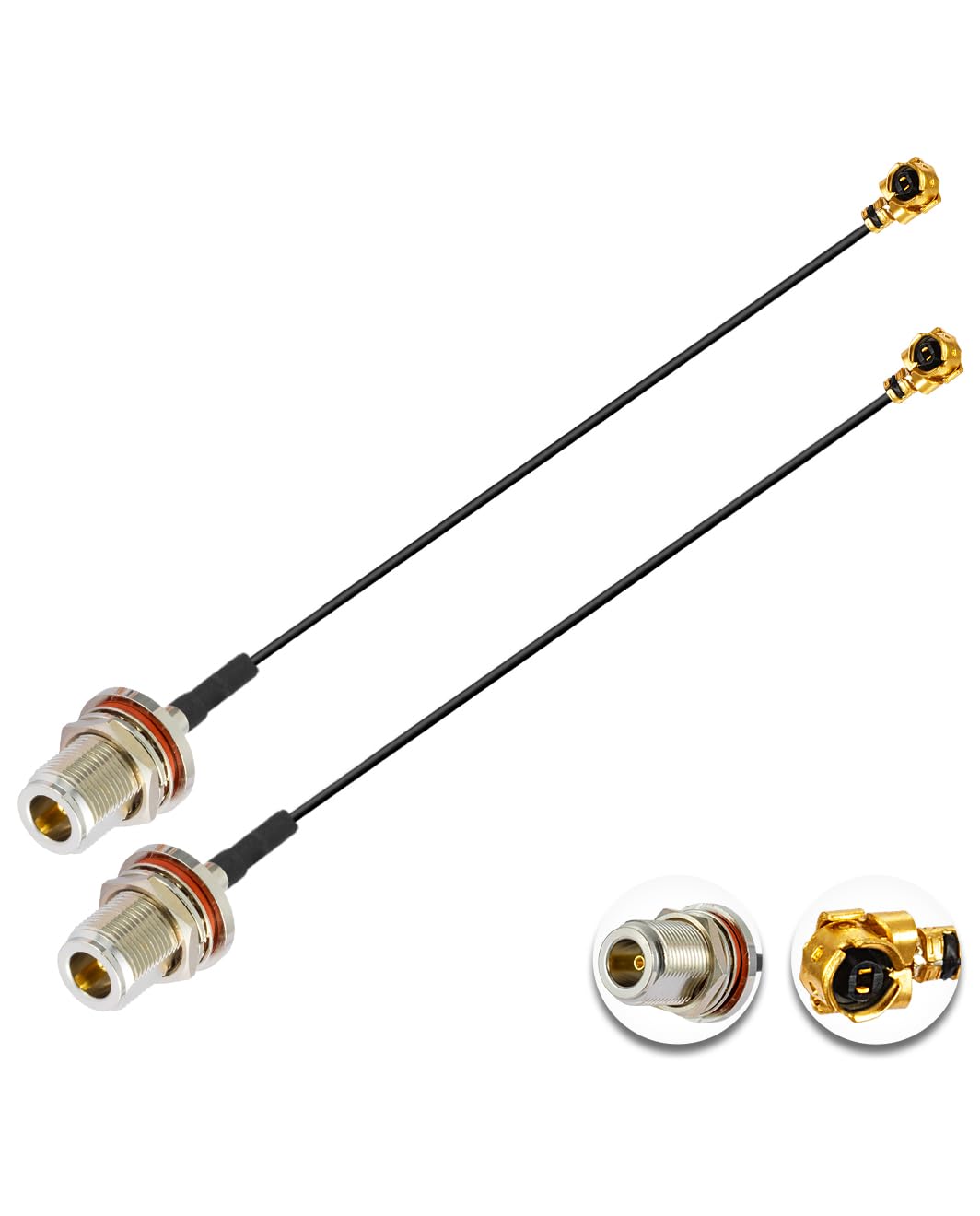 Vecys 2PCS U.F.L1 to N Type Female Low Loss Coaxial Cable 10" /25CM U.F.L1 1.13mm Mini-Coaxial Pigtail Cable for Wireless Routers Mini PCIE Network Cards PCI Wi-Fi WAN Repeater