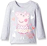 Peppa Pig Little Girls' Twinkle Toes Long Sleeve T-Shirt, Heather Grey, 2T