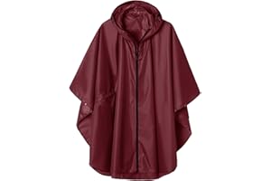 SaphiRose Waterproof Rain Poncho Jacket Coat for Adults Hooded with Zipper