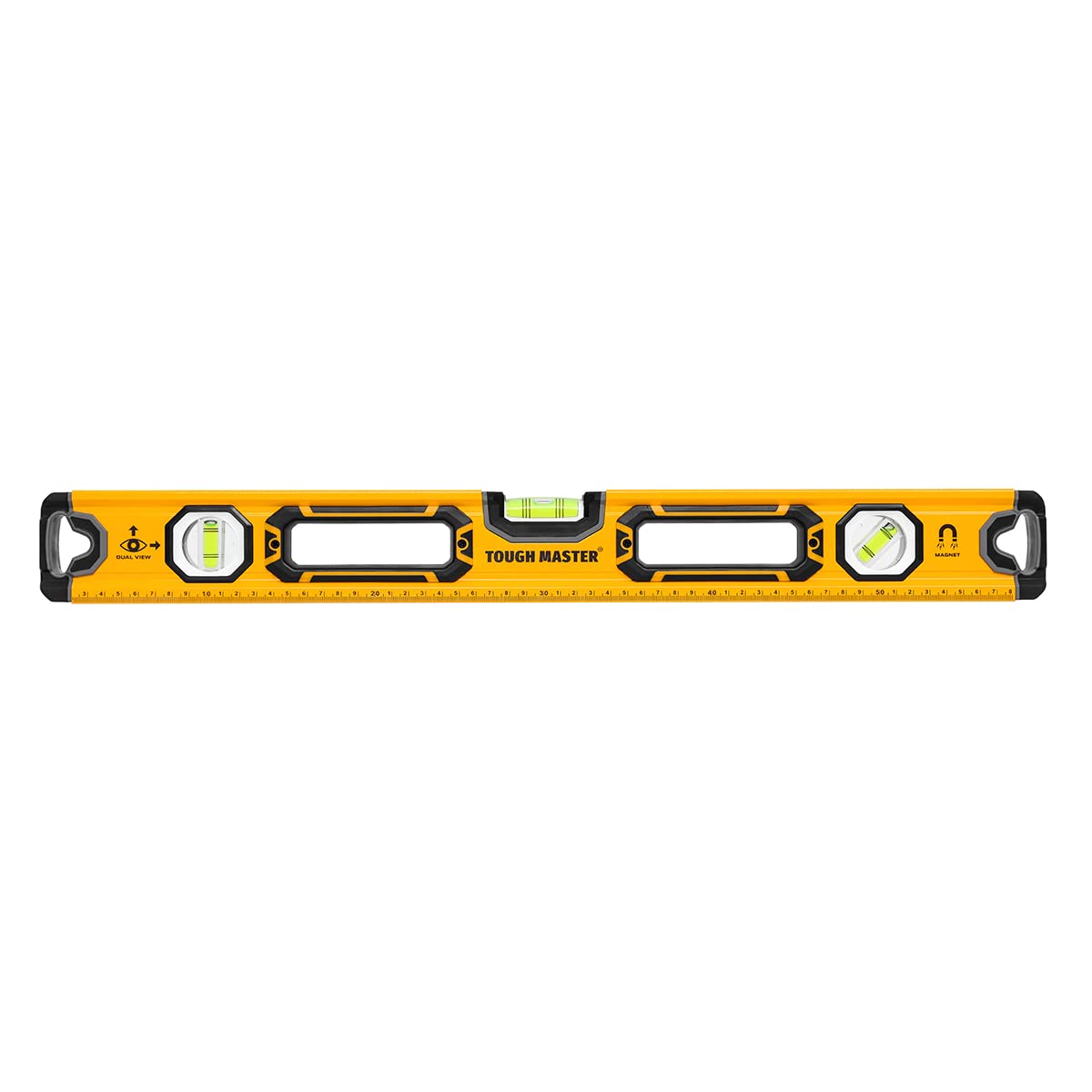 Tough Master Spirit Levels Builders, Scaffolder Level Checker, Shock Resistant Compact DIY Tool, Magnetic Lightweight Ruler, Horizontal (Spirit Level 600mm Long)