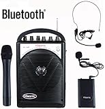 HISONIC HS120BT HL Portable PA System with Wireless Microphones and Lithium Rechargeable Battery and Car Cable Bluetooth Connected with Cell Phones and Pads Black