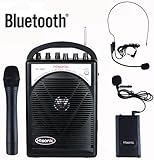 HISONIC HS120BT HL Portable PA System with Wireless Microphones and Lithium Rechargeable Battery and Car Cable Bluetooth Connected with Cell Phones and Pads Black
