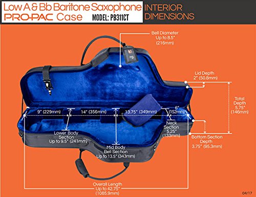 Protec Baritone Saxophone (Fits Low A & Bb) Contoured PRO PAC Case, Model PB311CT