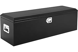 TrailBlaze Heavy Duty Truck Bed Tool Box - Diamond Plate Steel Storage Chest with Lock & Side Handles - Portable Mechanic Org