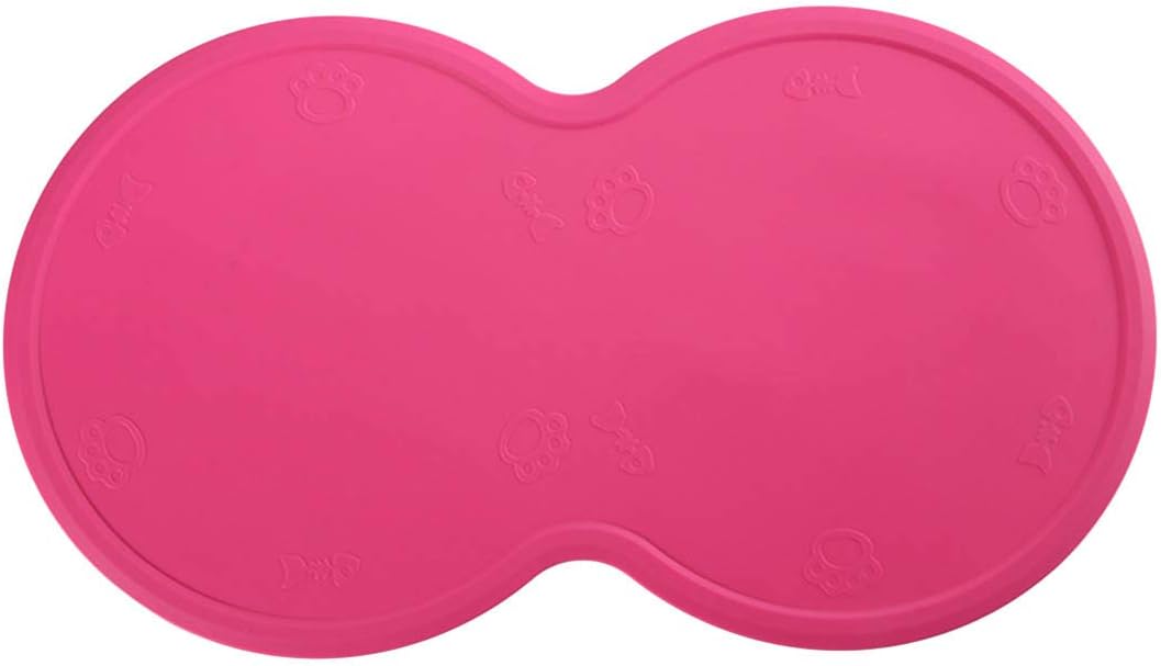 nosii Silicone Pet Feeding Placemat Anti-Skid Spill-Proof Dog Cat Food Mat for 2 Bowls