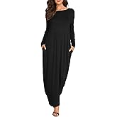 Verdusa Women's Long Sleeve Pocketed Loose Long Lounge Maxi Dress