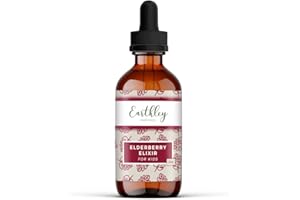 Earthley Wellness Elderberry Elixir Drops, Herbal Elderberry Syrup Alternative, Powerful Immune & Respiratory Support, Shelf Stable with Mullein, Orange Peels, and Cloves (2oz, Kids, 120+ doses)