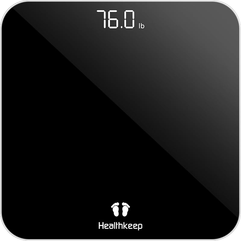 Balança para casa de banho, Balança digital com visor LED, Balança de peso corporal de alta precisão, máximo 180 kg, Tecnologia Step-On, Preto