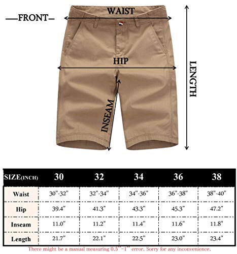 Voncheer Mens Flat Front Classic Fit Summer Casual Cotton Shorts with 4 Pockets (32, Brown Men Shorts)