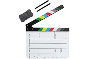 Coolbuy112 Acrylic Film Directors Clapboard, Hollywood Filming Slate Movie Clapboard Decoration Larger Scene Clapper Board with a Magnetic Blackboard Eraser and Two Custom Pens