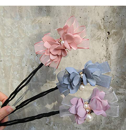 3Pcs Magic Hair Bun Maker Flower Bow Pearl Donut Bun Maker for Women DIY Hair Style Curler Accessories - Thumbnail 6