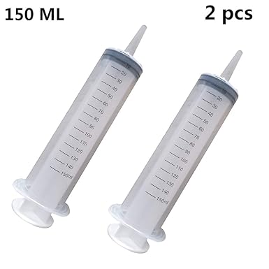 2 Stück 150 ml Plastik Wiederverwendbar Einweg Präzisions Hydroponik Ernährung Spritze, Kunststoff Dosierspritze Feeder Reini