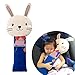 Cute Doll Car Seat Strap Belt Cushion Cover for Kids Children, Adjustable Pillow Pad Vehicle Car Safety Belt Toy Pet Protect Shoulder Chest Child (Rabbit)