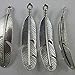 RUBYCA 20pcs Feather Metal Curved Sideways Bracelet Link Connector Beads for Jewelry Making (Silver)