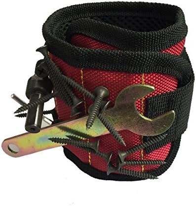 ANYDKE Magnetic Wristband With Strong Magnetsfor Holding Screws, Nails, Scissors, and Small Tools -Best Unique Tool Gift for DIY Handyman Men, Women(Red)