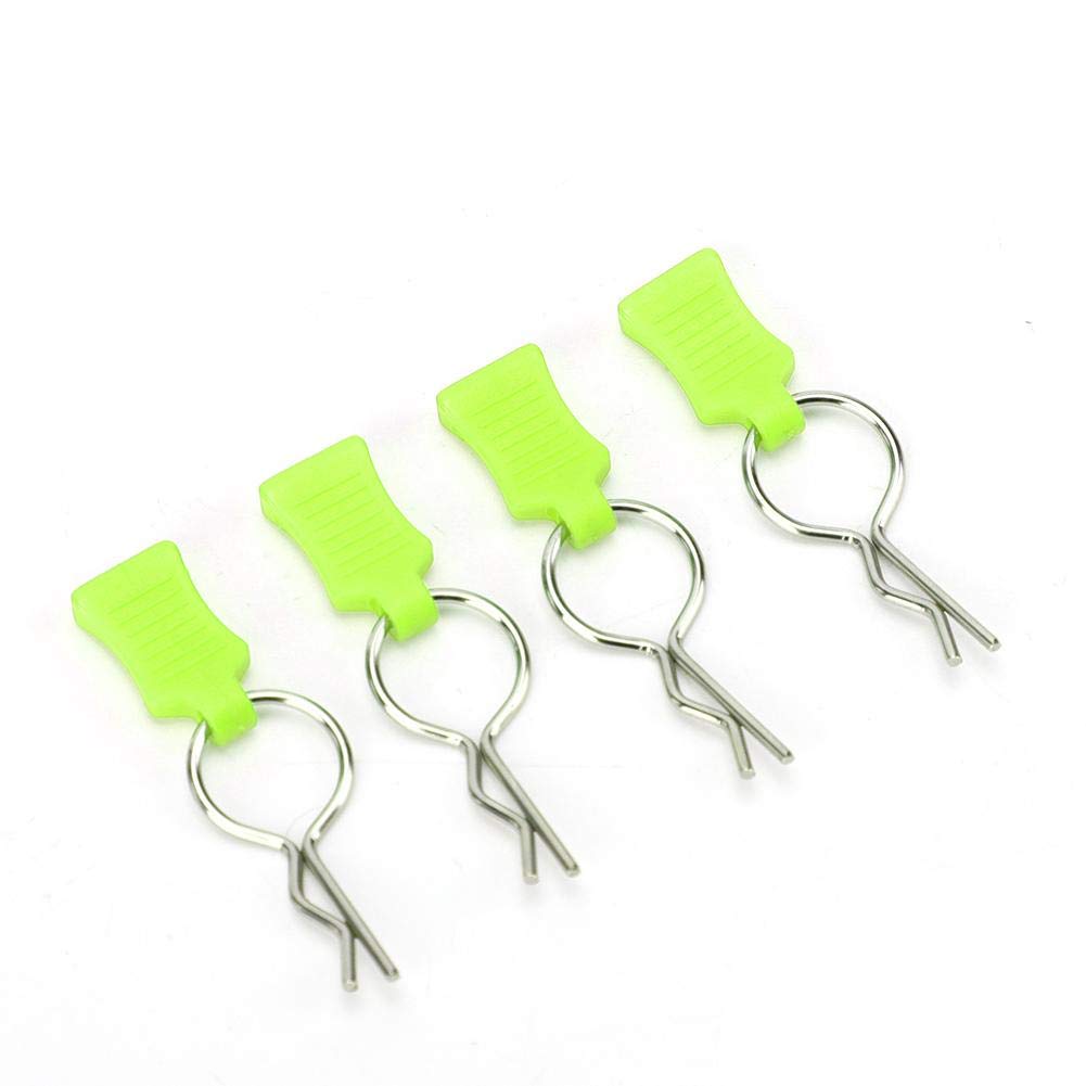 Dilwe RC Body Shell Clip, Secure Shell Pin+ Mounting Bracket Set, Aluminum Alloy Accessories Auto Parts Suitable for 1/5 1/8(Yellow Green)