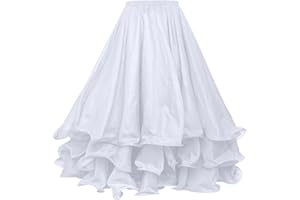 BellyLady Belly Dance Skirt Halloween Tribal Chiffon Tiered Maxi Full Skirt 37.8 Inch Length