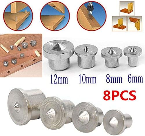 hengbaixin 8pcs/Set Dowel Joint Alignment Tool Center Locator Point Pin Woodworking Craft Clamp Steel Tools 6/8/10/12mm