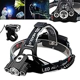 Headlamp,LandFox 15000Lm Cree 3x T6 LED Rechargeable Headlamp Headlight Head Torch