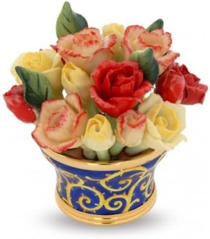 Halcyon Days Enamels Mixed Roses Bouquet Floral Flower Vase