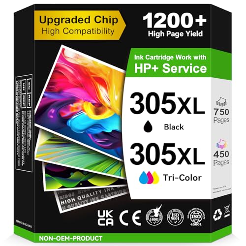 305 Druckerpatronen XL, Kompatibel für Original HP 305 Druckerpatronen, 305 XL Schwarz/Farbig |750/450+ Seiten für HP DeskJet 2800e 2810e 2820e 2700 2