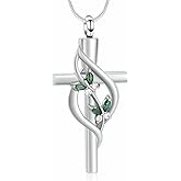 Minicremation Cremation Jewelry Urn Necklaces for Ashes Crystal Butterfly Cross Memorial Pendant for Women Girl Keepsake Gifts Funeral Cross Urn Locket