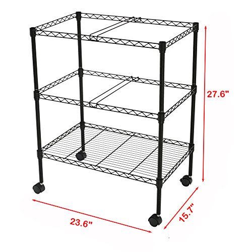 FCH 2-Tier Metal Rolling File Cart Portable File Cart for Letter Size and Legal Size Folder with 4 Rolling Wheels Black