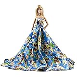 Blue Floral Silk Ball Gown for Barbie Doll
