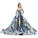 Blue Floral Silk Ball Gown for Barbie Doll