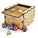 Wood Dice Case DIY Puzzle Storage Box Carved with Dragon & D20 Perfect for RPG, DND, Board or Card Games