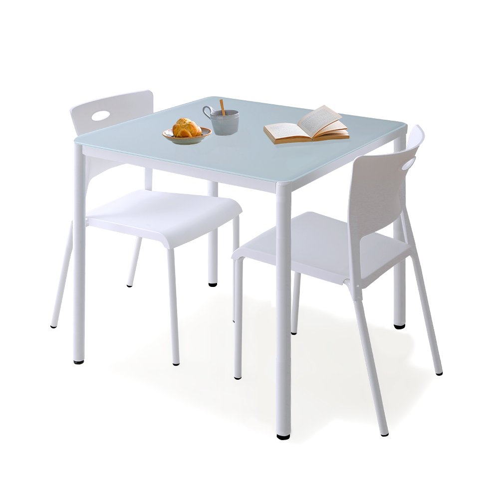 LOWYA ロウヤ ダイニングテーブル 3点セット 2人掛け ガラステーブル