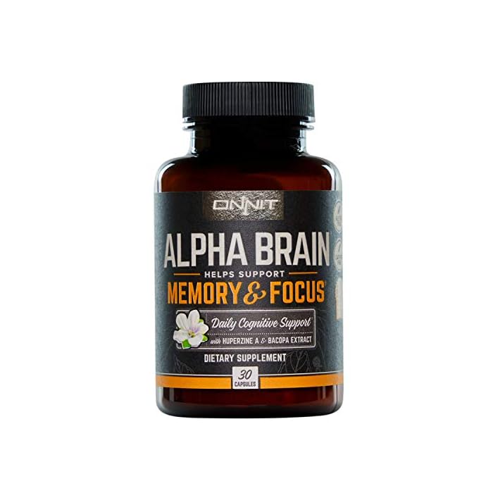 ONNIT Alpha Brain (90ct) - Premium Nootropic Brain Supplement - Focus, Concentration & Memory - Alpha GPC, L Theanine…