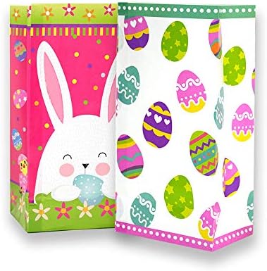 FRIDAY NIGHT Paper Bags for Kids - 24 Pack Animal Party Bags for Birthday Party, Baby Shower Party, Wedding Party, White/Red Candy Paper Bags