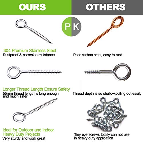 Stainless Steel Eye Screws, Heavy Duty Screw Eyes, Eye Hooks Screw in Heavy Duty, 3.5 Inches Eye