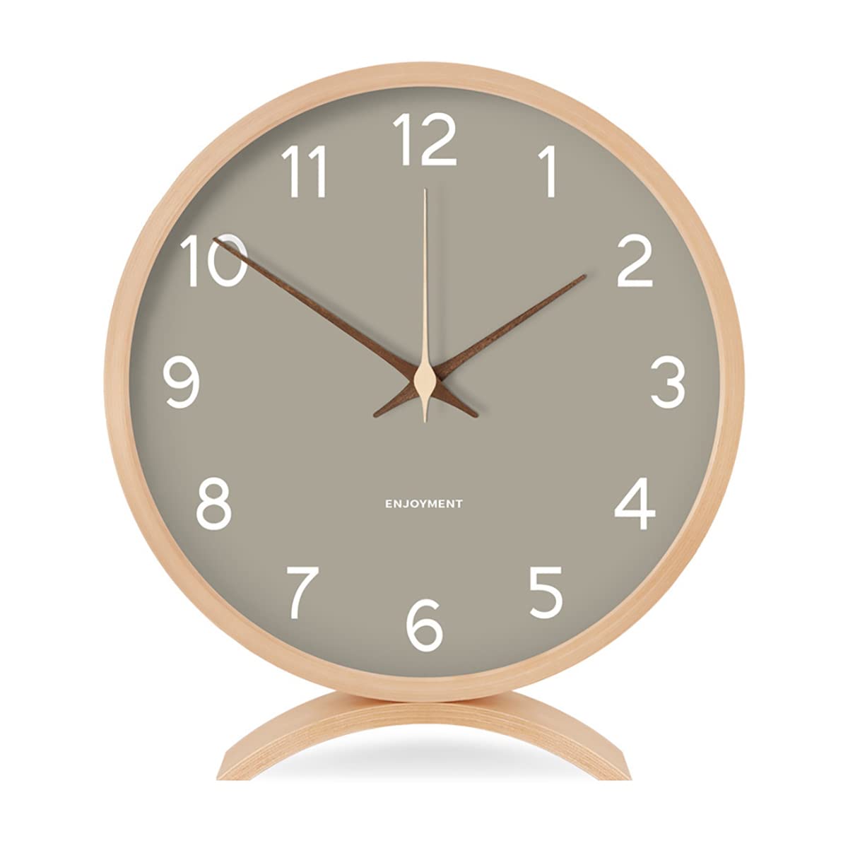 Maxspace Table Clock - Silent Non-Ticking 8in Decorative Wooden Timepiece Desk Clock Perfect for Living Room Office Bedroom Decor (Grey)