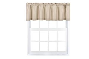 Valea Home Waffle Woven Textured Valance Curtains for Bathroom Water Repellent Window Covering Short Curtain, Taupe, 60 x16 inches, 1 Panel