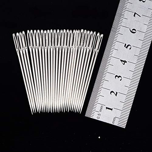ZHONGJIUYUAN 30 Pieces 5cm Large-Eye Needles Sewing Knitting Stitching Quilting Needles for Leather Projects (Sharp Point)