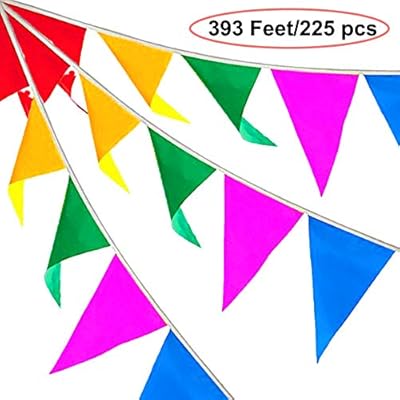 Miukada 393 Feet 120m Colorful Flags Multicolor Pennat Banner